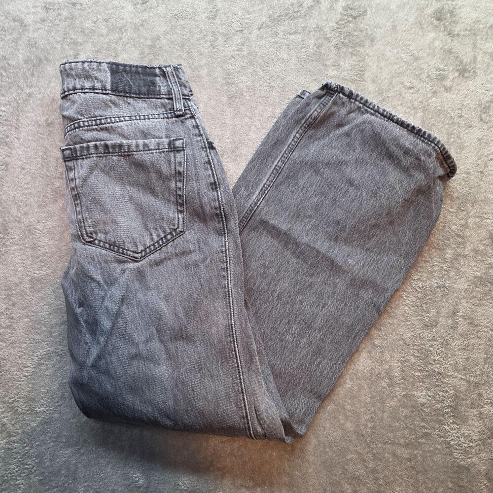 Hollister Low-Rise Baggy Jeans Womens 000R Gray Charcoal Wash Wide Leg Denim